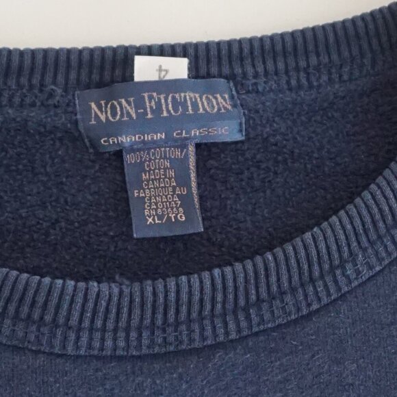 Vintage '90S Non-Fiction Navy Heavyweight 100% Cotton Crewneck Sweater XL - Picture 10 of 10